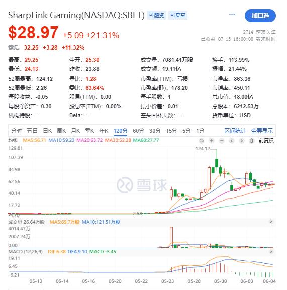 鲸吞29万枚ETH！两周暴涨250%，速览以太坊微策略SBET的资本阳谋
